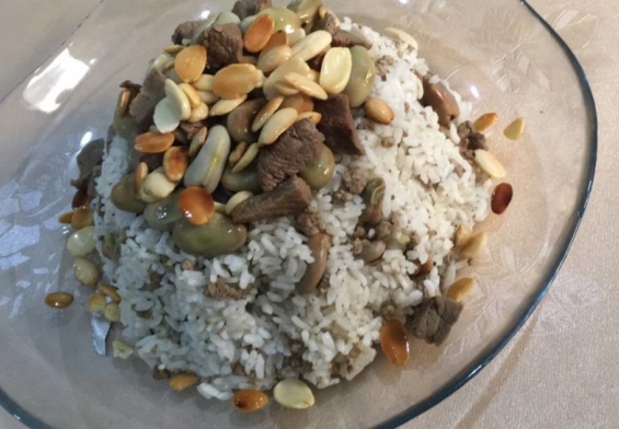 طريقة تحضير الرز بالفول الاخضر واللحمة السوري